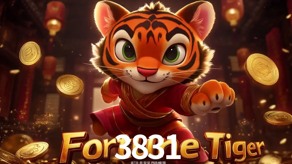 O carismático mascote do jogo de slot Fortune Tiger, um tigre fofo em pose de artes marciais, pronto para trazer sorte e multiplicadores de ganhos no cassino online 3831.