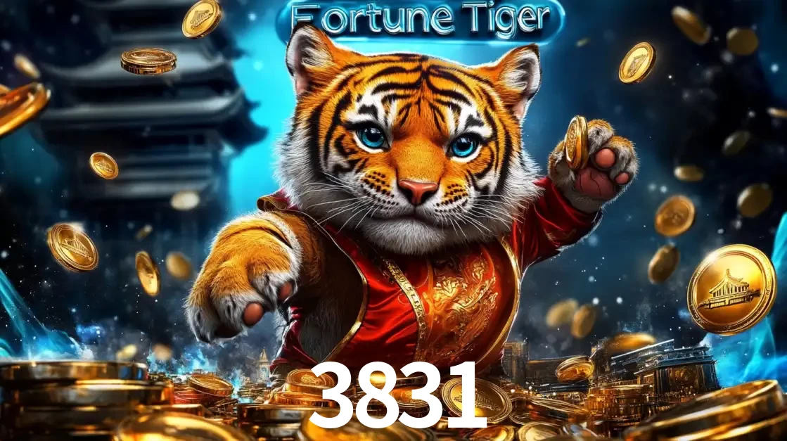 Imagem promocional do jogo de slot Fortune Tiger, com um tigre majestoso em traje tradicional cercado por uma fortuna em moedas de ouro, disponível agora no cassino 3831.